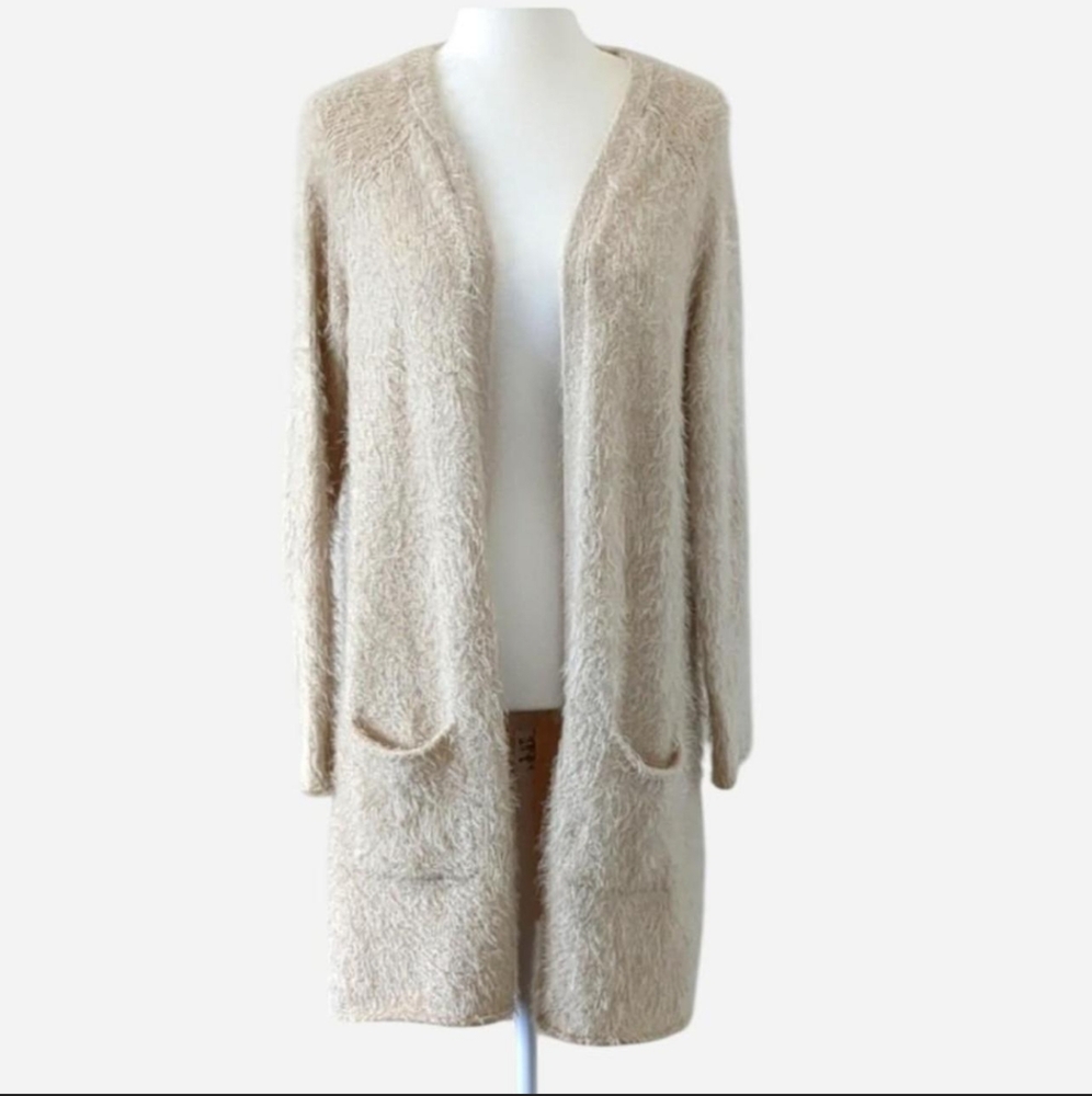Gentle Fawn Ladies Long Sleeved Open Beige Cardigan Size Small Cozy Core